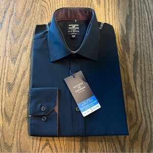 NWT Society of Threads dark navy long sleeve button down dress shirt large